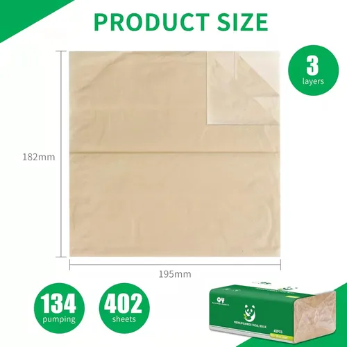 Vista 2 de Pañuelos faciales de bambú suaves y duraderos, papel facial natural sin blanquear de 3 capas, uso seco o húmedo, 12 paquetes