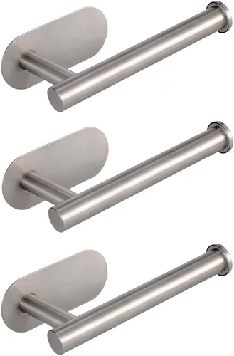 Vista 19 de Soporte para papel higiénico autoadhesivo, sin taladrar para baño, baño, baño, soporte de pared, acero inoxidable (negro)