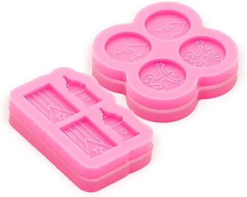 Vista 4 de 4 piezas de moldes de tachuelas de resina de silicona brillantes en forma de garitas de Puerto Rico para manualidades de resina epoxi y joyería DIY
