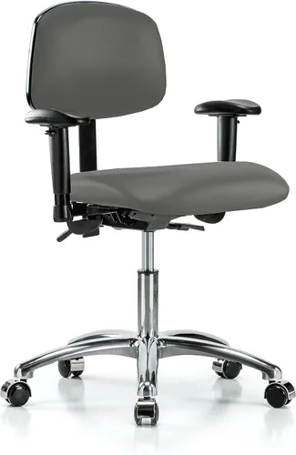 Vista 71 de PERCH - Silla giratoria con ruedas para alfombra o linóleo, cromado, Textil, Tela negra