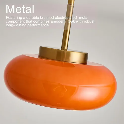 Vista 6 de FCTWAKS Lámpara de techo semiempotrada dorada moderna de 11 pulgadas con pantalla de cristal naranja, lámpara de mediados de siglo para pasillo