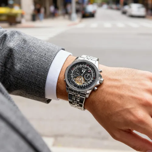 Vista 9 de Gute Reloj mecánico automático de acero inoxidable impermeable para hombre, reloj de pulsera de lujo de cara grande multifuncional Tourbillon