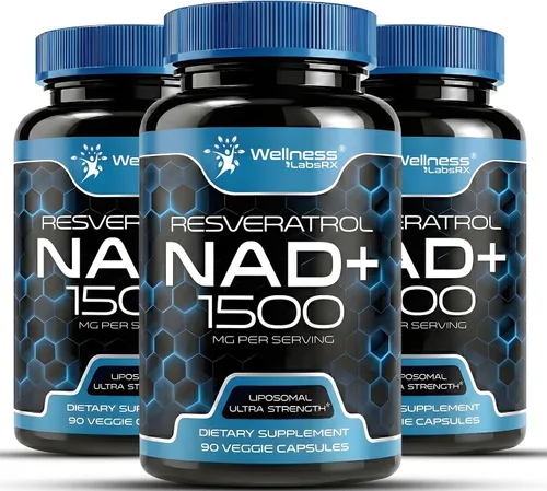 Vista 9 de Wellness LABSRX Suplemento liposomal NAD, 1500 mg - Suplemento de resveratrol NAD para mujeres y hombres, NAD+ apoya la salud celular, energía