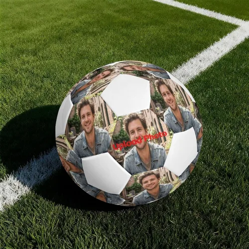 Vista 4 de Balón de fútbol personalizado, texto con nombre con foto, tamaño oficial 5, piel sintética, entrenamiento de fútbol para regalo deportivo