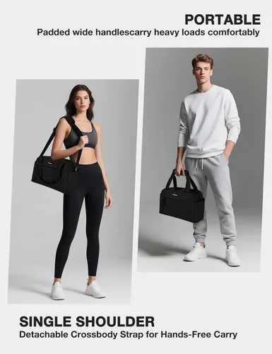 Vista 6 de Noozion Bolsa de gimnasio pequeña de 14 pulgadas para mujeres y hombres, mini bolsa de lona ligera con múltiples bolsillos, bolsa deportiva