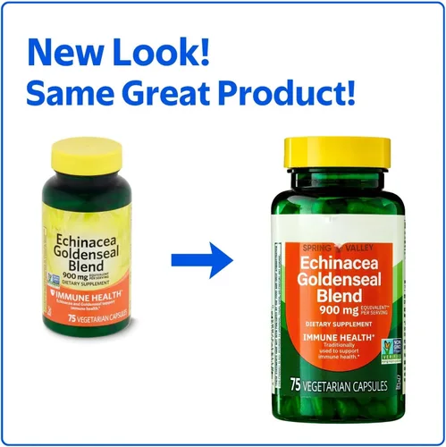 Vista 2 de SCHMIDT EMPIRE Spring Valley - Suplemento dietético de mezcla de sello de oro de equinácea, 900 mg, 75 cápsulas vegetarianas + 1 protector