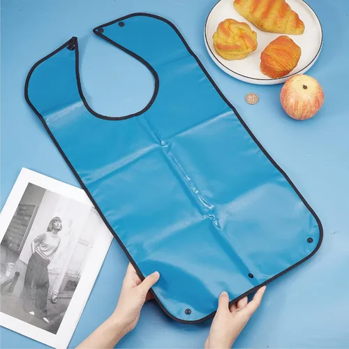 Vista 6 de CREATCABIN Babero clásico para adultos a cuadros para ancianos, impermeable, lavable