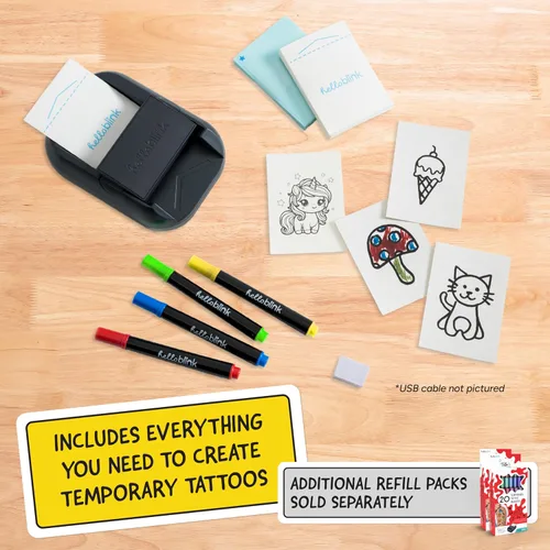 Vista 6 de Hello Blink Tattoo Maker - Crea y imprime arte corporal temporal personalizado para niños de 8 años en adelante – Actividad DIY para fiestas