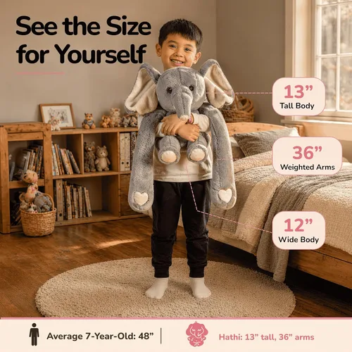 Vista 5 de Huggle Healers Animales de peluche con peso para adultos, adolescentes y niños, brazos de felpa de 36 pulgadas de largo para abrazos, peluche