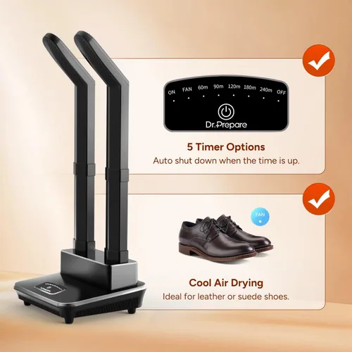 Vista 5 de DR.PREPARE Secador de zapatos, secador de guantes y calentador de botas con soplador de calor, secadora de botas de esquí con temporizador