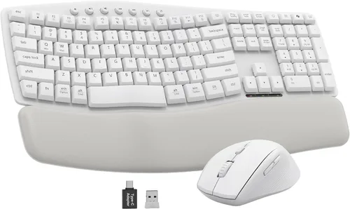Vista 13 de SABLUTE Combo de teclado y mouse inalámbricos, onda ergonómica, silenciosa Negro