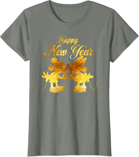 Vista 9 de Disney Camiseta de Año Nuevo Mickey & Minnie Happy New Year Silhouette, Negro