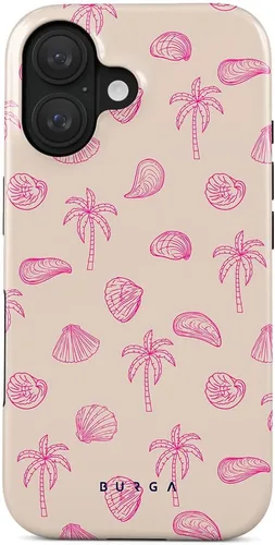 Vista 69 de BURGA-Funda p/teléfono compatible c/iPhone 14 Plus, carcasa rígida híbrida de 2 capas + Funda protectora de silicona, almendras latte a lunares
