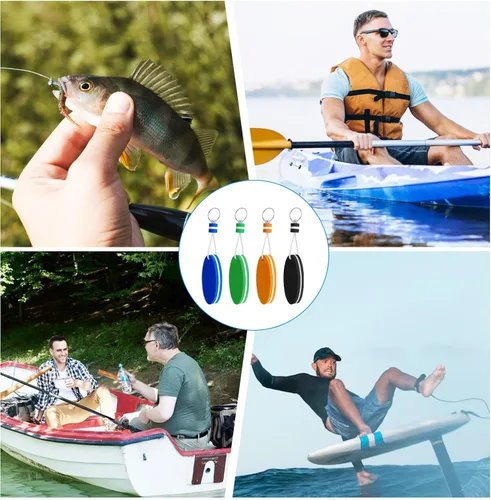 Vista 7 de Floating Keychain for Boat Keys, 4 Pack Waterproof Key Rings Pendant Azul/Verde/Naranja/Negro