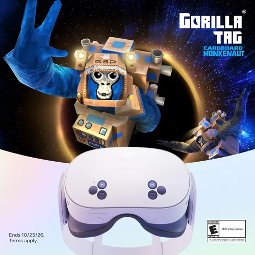 Vista 2 de Meta Quest 3S 256GB Realidad Virtual — Auriculares VR — Paquete Gorilla Tag