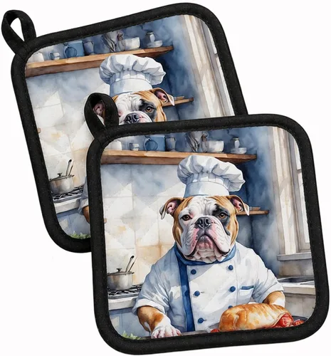 Vista 11 de Caroline's Treasures Coton de Tulear El Chef Par de Agarraderas de Ollas de Cocina Resistentes al Calor Juegos de Agarraderas de Ollas Almohadillas