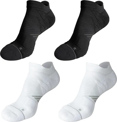 Vista 23 de Hylaea Calcetines deportivos para correr sin visibles, antiampollas, con tecnología Coolmax, sin costuras y antiolor 3 Pares Negro