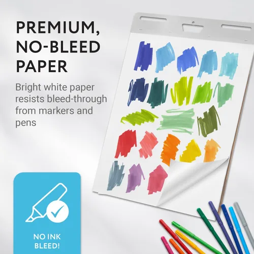 Vista 6 de IMPRESA Teacher Supplies - Almohadillas adhesivas para caballete, 25 x 30 pulgadas, color blanco, portátil, paquete de 5 (150 hojas), adhesivo