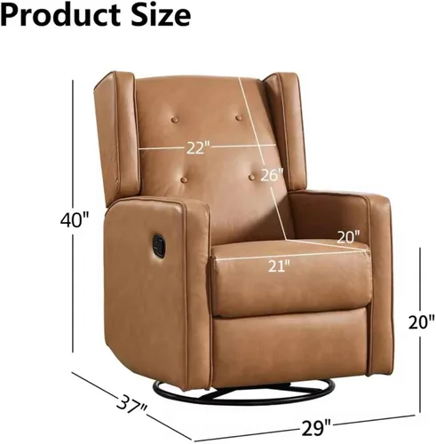 Vista 2 de CANMOV Silla mecedora reclinable giratoria, silla balancín para cuarto del bebé, sillas mecedoras para cuarto del bebé, silla reclinable manual