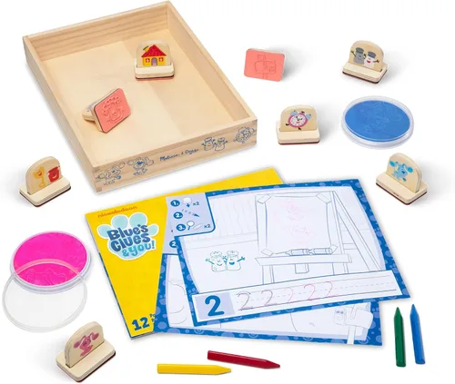 Vista 3 de Melissa & Doug Blue's Clues & You! Sellos con mango de madera y bloc de actividades (15 piezas)