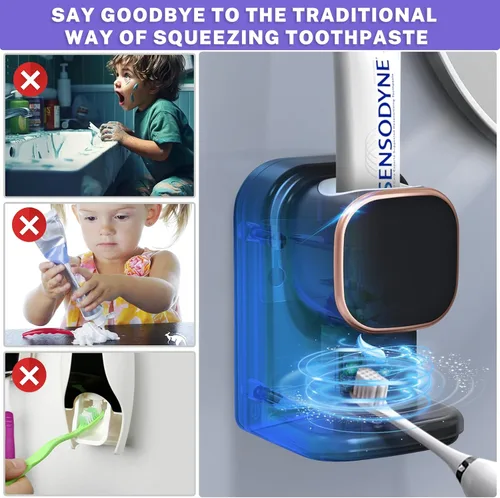 Vista 2 de Wekity Dispensador automático de pasta de dientes, dispensador eléctrico de pasta de dientes montado en la pared para niños y adultos, dispensador