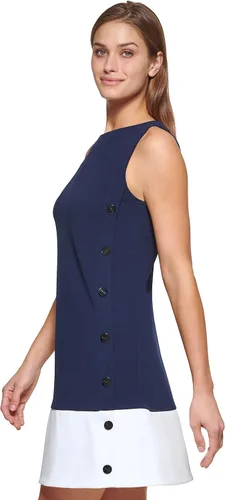 Vista 3 de DKNY Women's Jewel Neck Sleeveless Shift Dress
