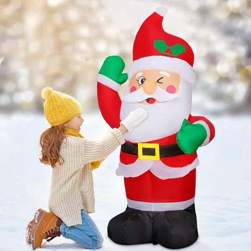 Vista 4 de COMIN Inflables de Navidad de 4.2 pies, Papá Noel, decoraciones al aire libre, con LED integrados para decoración de patio interior, césped, jardín