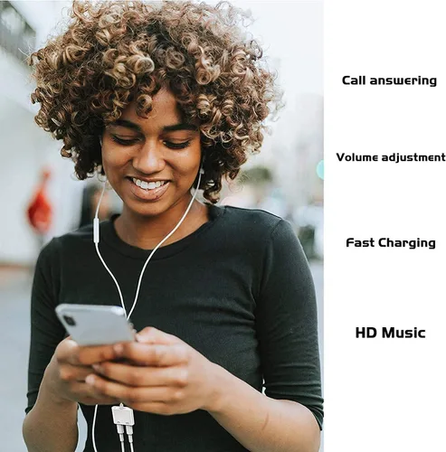 Vista 9 de [Certificado Apple MFi] Divisor de adaptador de auriculares para iPhone, 2 en 1, cargador Lightning doble, adaptador de audio auxiliar para iPhone