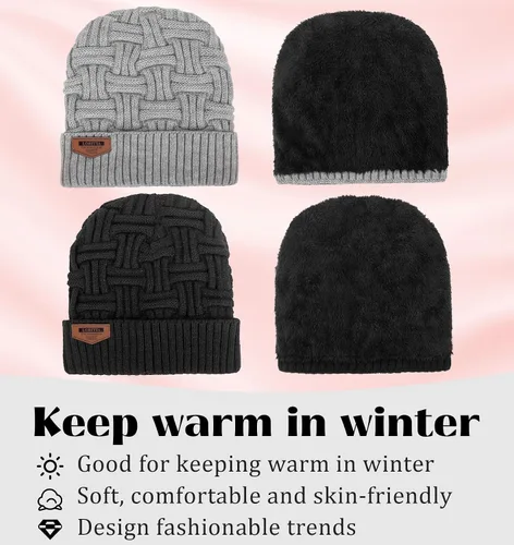 Vista 61 de Loritta Gorro de invierno cálido de punto grueso y holgado para hombre