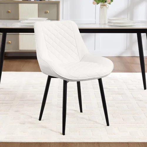 Vista 19 de Silla de Comedor, Sillas de Comedor Modernas con Cojines Gruesos, Sillas de Comedor y Cocina Tapizadas en Cuero Sintético con Patas Metálicas Marrón