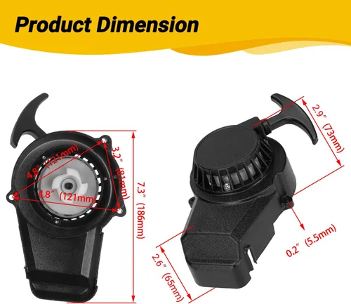 Vista 4 de HIAORS Arrancador de retroceso de aleación compatible con SYX Moto 50cc Moto de tierra 47cc 49cc 2 tiempos SSR SX50 Apollo Coolster QG-50 Xpro