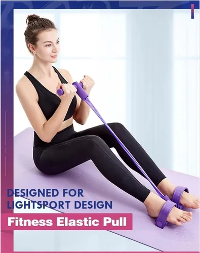 Vista 2 de 21 Bandas de Resistencia para Fitness - 4 Tubos con Pedal y Tirador de Tobillo, 2025 Nueva Banda Elástica de Pedal de Yoga para Estiramiento, Banda
