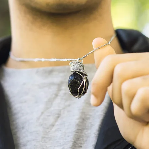 Vista 7 de Collar de cristal de piedra natal alternativo para mujer y hombre - plateado