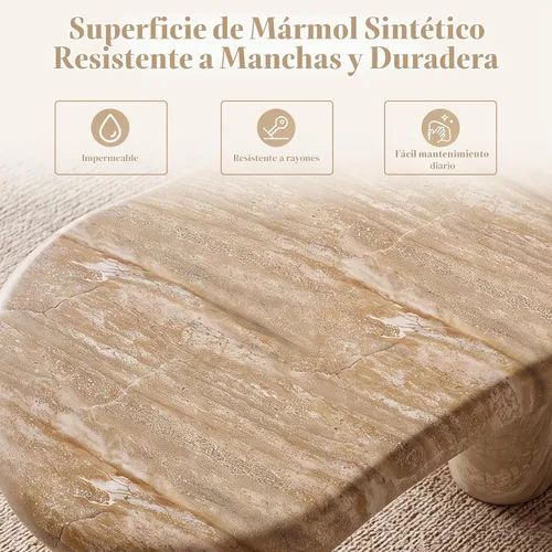 Vista 7 de Mesa de centro moderna de mármol sintético de 39 pulgadas, mesa de sala de Ónix miel