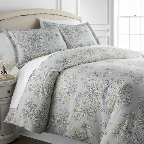 Vista 14 de Southshore Fine Living, Inc. Juego de edredón costero individual XL, edredón de plumón alternativo a rayas azules, tamaño individual XL con funda