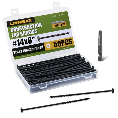 Vista 32 de LIONMAX Tornillos de retraso de 2-1/2 pulgadas, tornillo de madera estructural #14 x 2-1/2, 50 tornillos de construcción resistentes, resistentes a