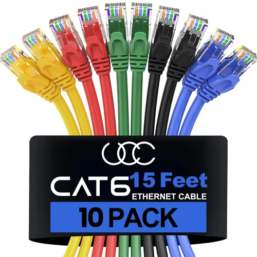 Vista 11 de Ultra Clarity Cables Cable Ethernet Cat6 (1 pie) LAN, UTP Cat 6 RJ45, red, parche, cable de Internet, paquete de 20 (1 pie)