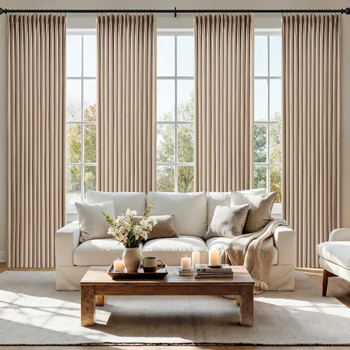 Vista 10 de MIULEE Juego de 4 paneles de cortinas plisadas de lino de 40 x 84 pulgadas Beige Blanco