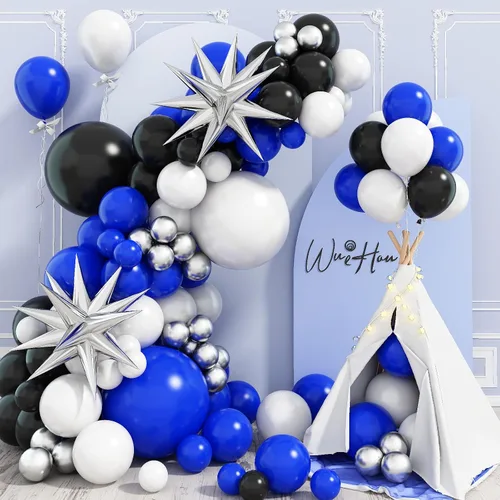 Vista 15 de Jobkoo Kit de Guirnalda de Arco de Globos de Videojuegos con Globos de Papel Metálico de Controlador de Juego Globos de Látex Azules Verdes Negros
