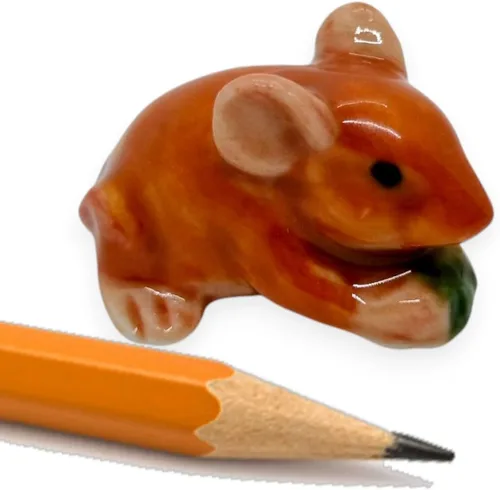 Vista 8 de WitnyStore Pequeña figura de ratón negro de 1¾ pulgadas de largo, hecha a mano, hecha a mano, de cerámica, rata, roedor, animales, porcelana