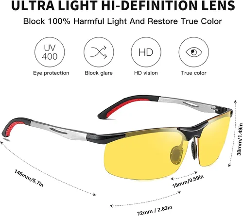Vista 5 de DUCO Night-vision Glasses Anti-glare Night Driving Eyewear Polarized Glasses 2181Y