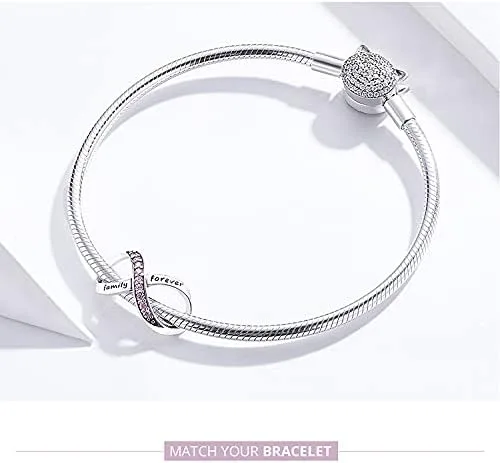 Vista 8 de Abalorio infinito de plata de ley 925 con colgante para pulseras Pandora, para mujer