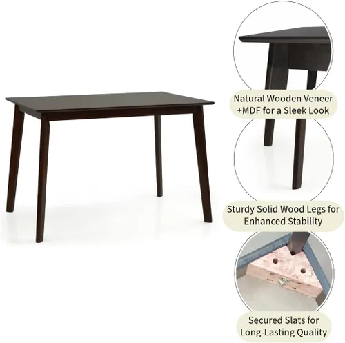 Vista 4 de Palmer - Mesa de comedor rectangular de madera maciza, estilo contemporáneo, color espresso
