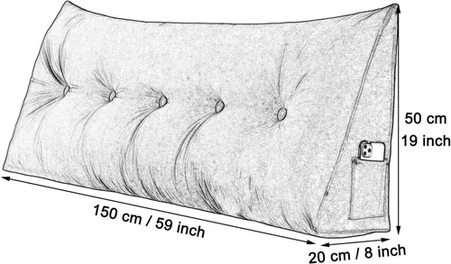 Vista 2 de Cojín triangular para la espalda, almohada de cuña larga para dormir después de la cirugía, almohadas de lectura para sentarse en la cama, cojín