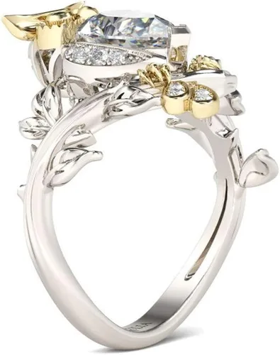 Vista 5 de Jeulia - Anillo de compromiso de plata de ley 925 con circonita cúbica de corte de pera de 3 quilates para mujer, anillo de boda, anillo solitario