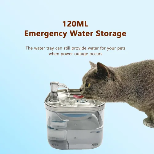 Vista 2 de Fuente de agua para gatos, fuente de agua para mascotas de 85 oz/2.5 L, dispensador automático de agua para gatos y perros para gatos, perros