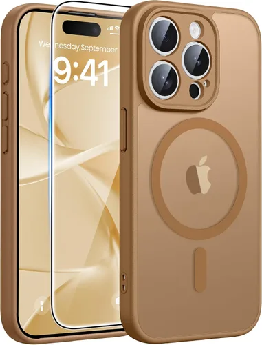 Vista 198 de FNTCASE - Funda para iPhone 16 Pro: magnética, mate, translúcida, de grado militar, protectora contra caídas, resistente, fina, duradera y a prueba
