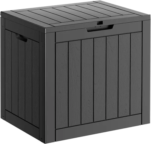 Vista 30 de Caja de resina de 30 galones para terraza, caja de almacenamiento para patio al aire libre con cierre para muebles, herramientas de jardín