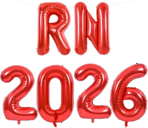 Vista 9 de TONIFUL Decoraciones de graduación de enfermeras 2026, globos rojos BSN 2026 de 16 pulgadas, pancarta BSN 2026 para clase de 2026, globos
