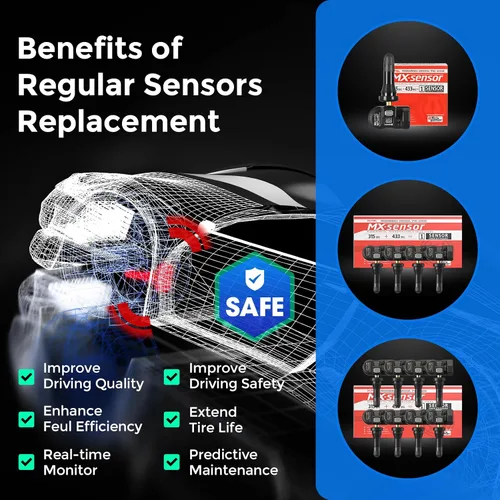 Vista 8 de Autel TPMS - Sensores MX, sensor TPMS de 315MHz y 433MHz 2 en 1, sensor de presión de neumáticos insertable, sistema de monitoreo de presión